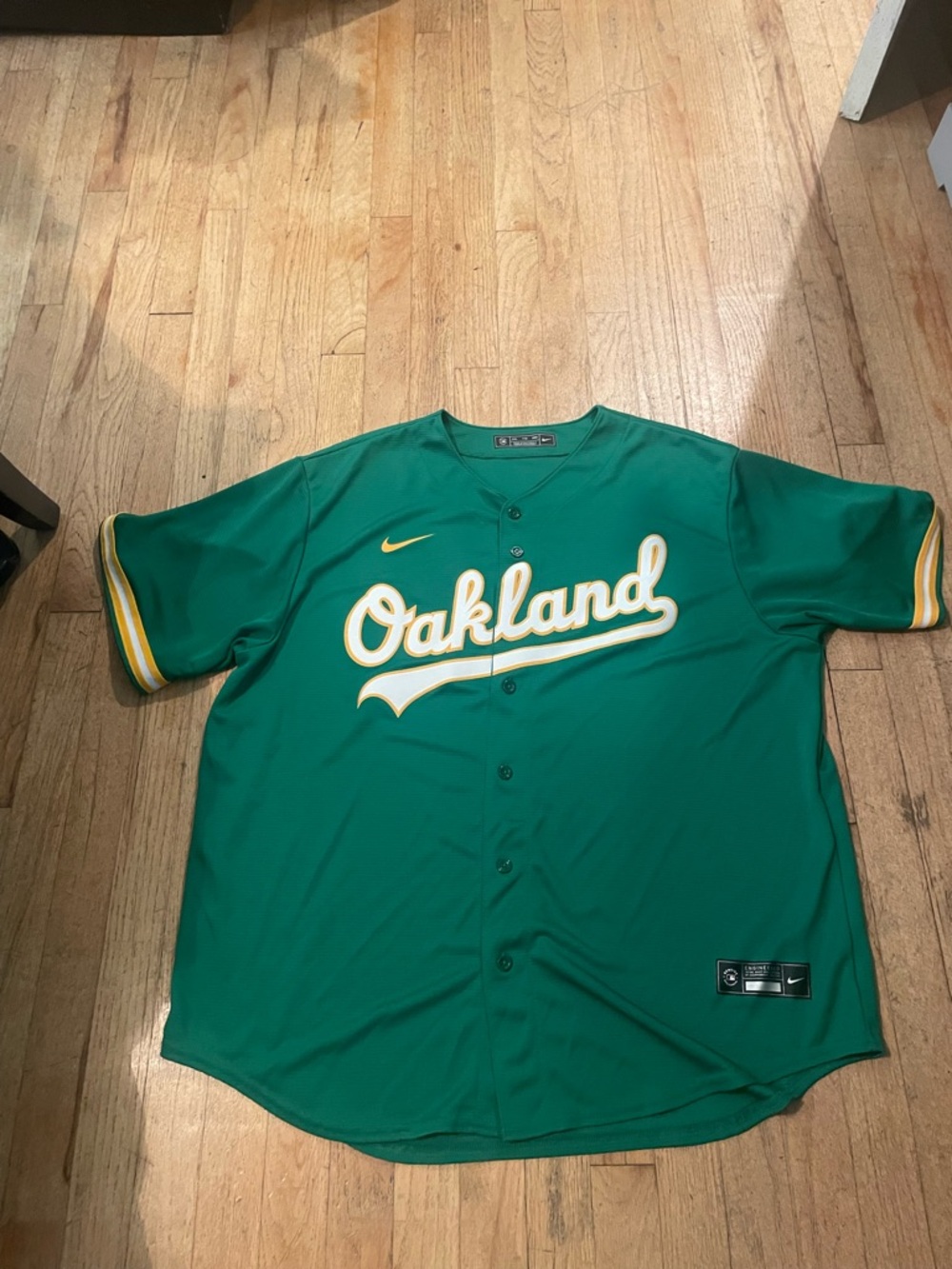 Nike Oakland Green and Yellow Baseball Jersey